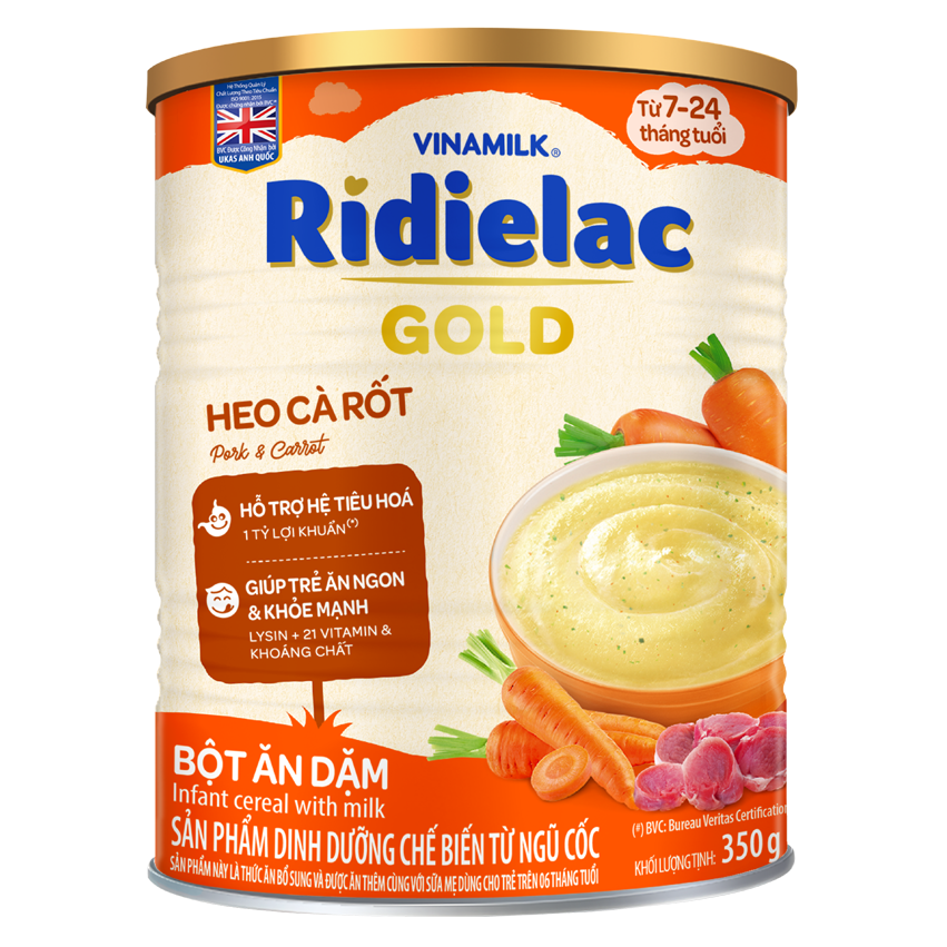 Bột ăn dặm Ridielac Gold Heo Cà rốt 350g