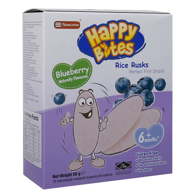Bánh gạo ăn dặm Happy Bites vị việt quất 50g