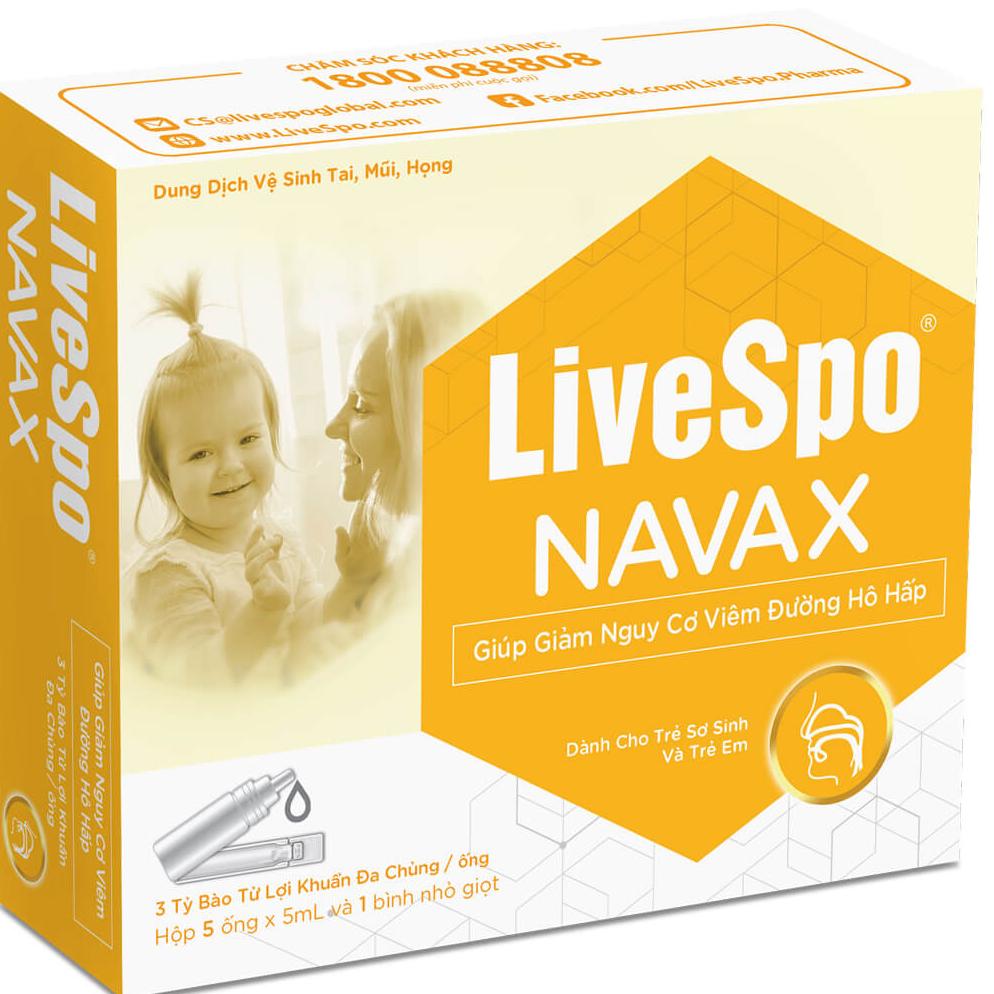 Dung dịch Livespo Navax vệ sinh tai mũi họng (hộp 5 ống x 5ml + 1 bình nhỏ giọt)