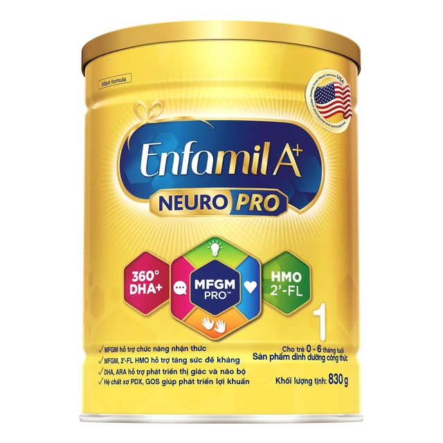 Sữa Enfamil A+ NeuroPro Số 1 (830g) cho bé từ 0-6 tháng tuổi