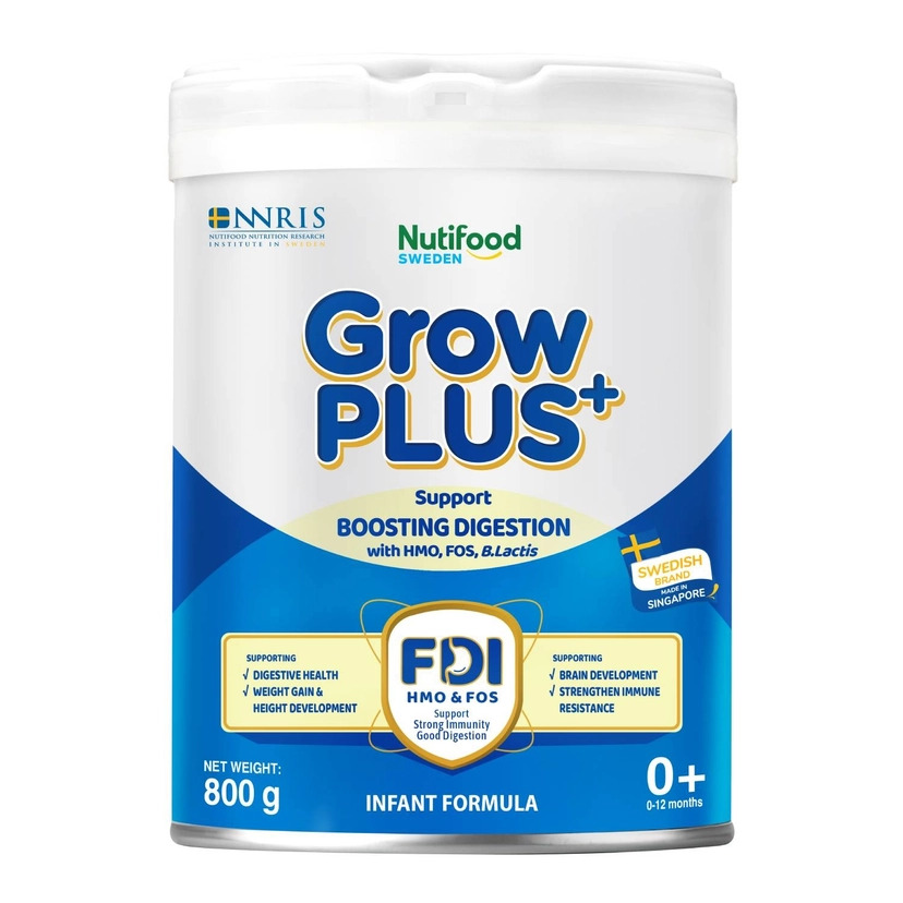 Sữa bột Nutifood GrowPLUS+ xanh hỗ trợ tiêu hoá 800g (0-12 tháng)