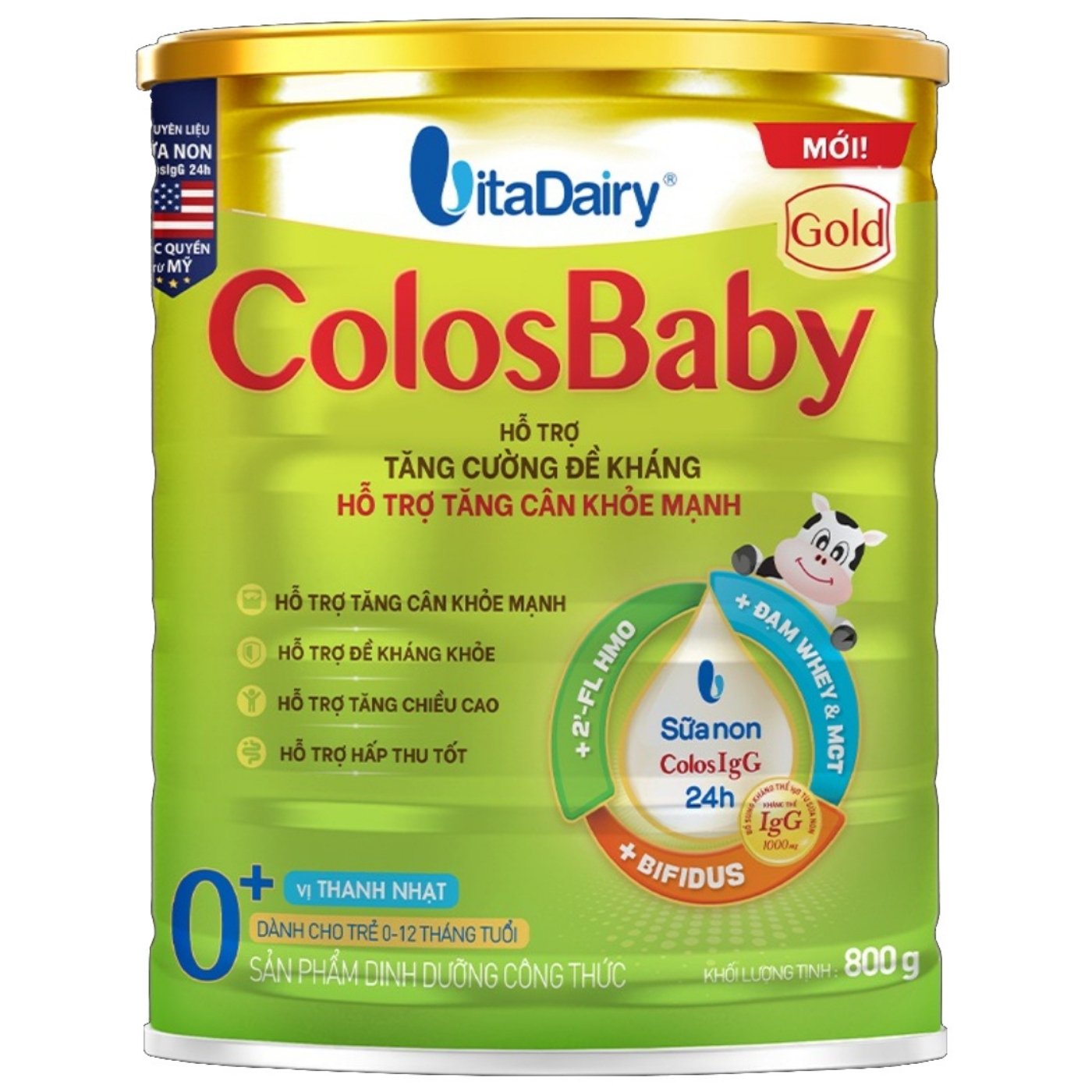 Sữa bột ColosBaby Gold 0+ 800g (0-12 tháng) vị thanh nhạt