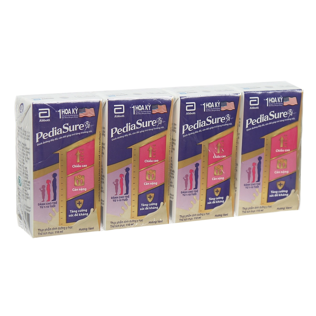 Sữa Pediasure nước 110mlx4 hương vani cho trẻ từ 1-10 tuổi