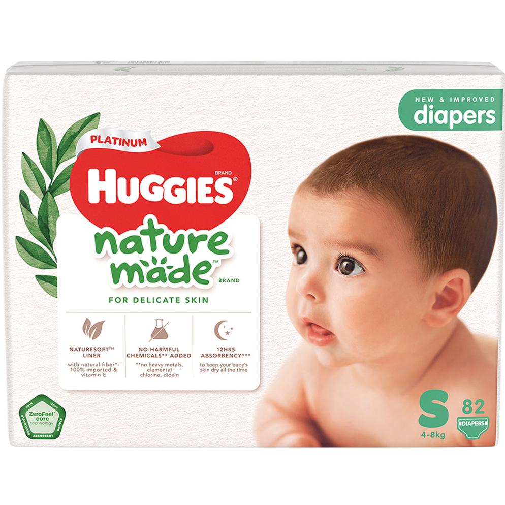 Bỉm - Tã dán Huggies Nature Made size S 82 miếng (4 - 8kg)