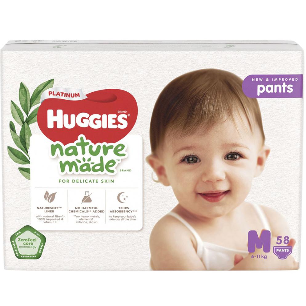 Bỉm - Tã quần Huggies Nature Made size M 58 miếng (6 - 11kg)